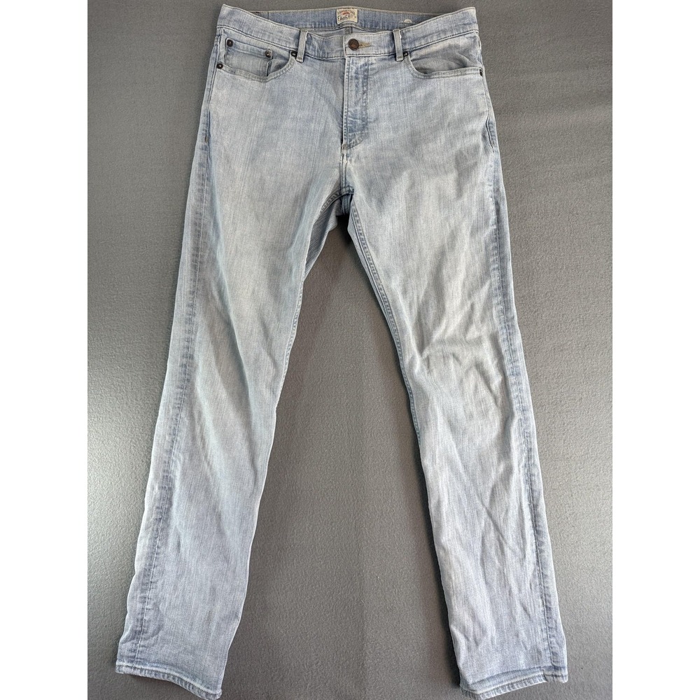 Faherty Jeans Mens 34x33 Light Wash Blue Slim Straight Stretch Denim Casual